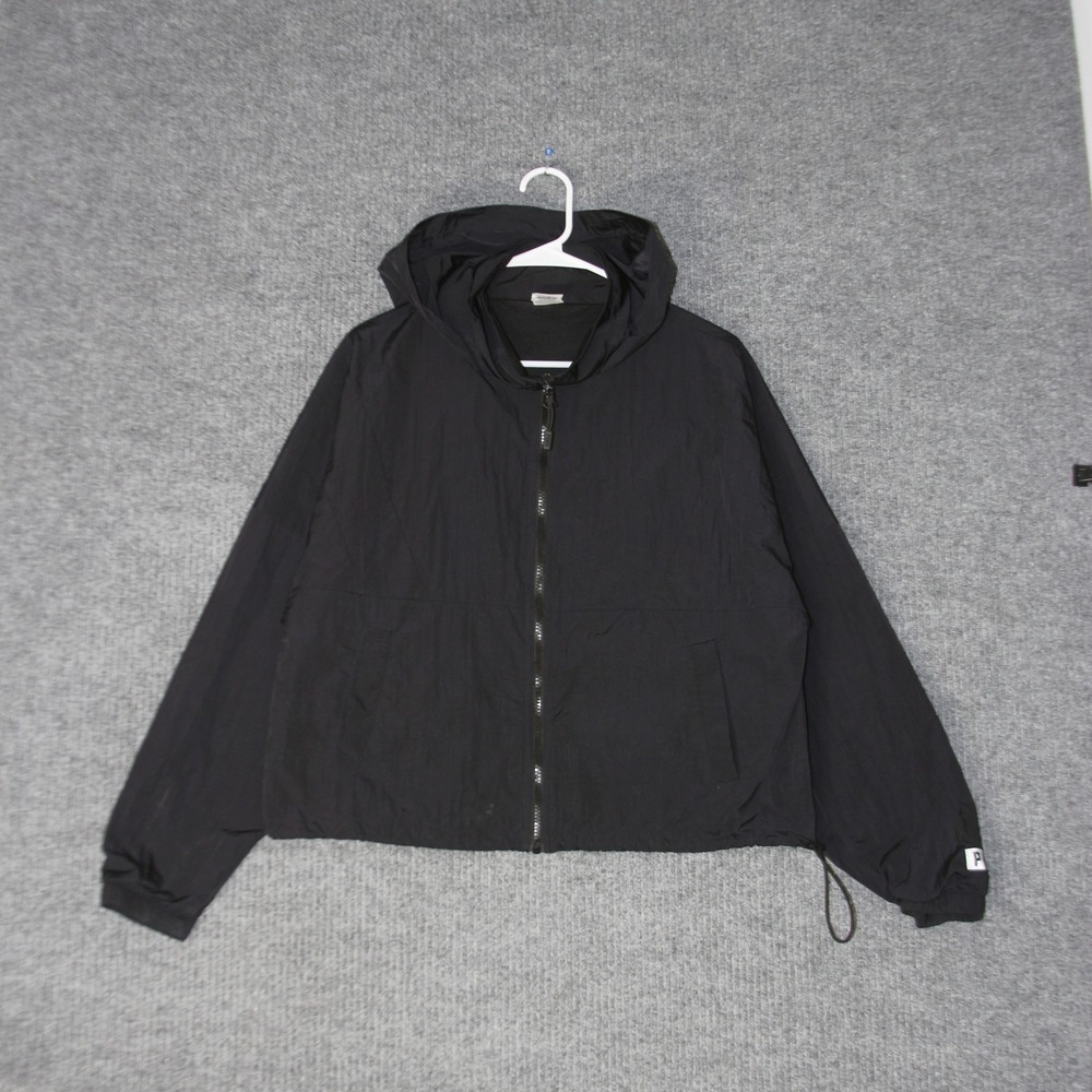 PINK Victoria's Secret Windbreaker Womens XS‎ Black Hooded Full Zip Jacket - Picture 1 of 10